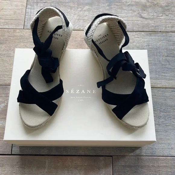 Sezane Shoes Sezane Les Souliers Black Cream Sandals Ladies